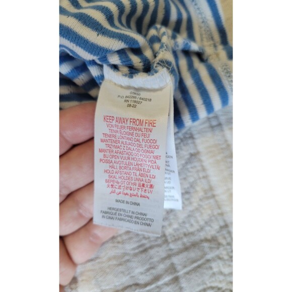 Boden Girls 5-6Y Striped Long Sleeve Top Blue White Gold Stars Ruffle Trim Cotto - Picture 4 of 8